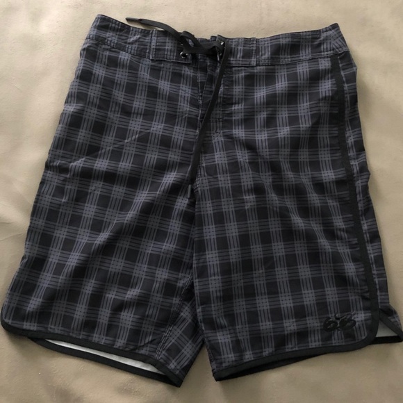 Nike Black Plaid Board Shorts